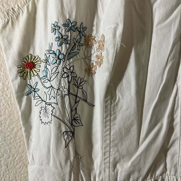 J Crew Madison Embellished Embroidered Cotton Poplin Midi Dress, White, Size 0 - Picture 3 of 7